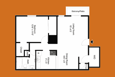 Tiger Den 1Br / 1bth Floor Plan