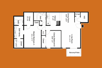 Tiger Den 2Br / 2bth Floor Plan