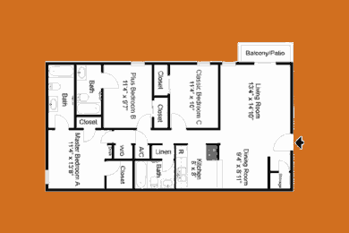 Tiger Den 3Br / 3bth Floor Plan